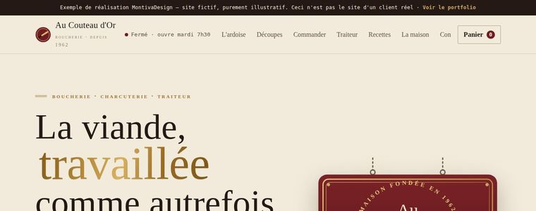 Aperçu de la page d'accueil — Au Couteau d'Or